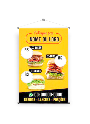 Banner com Bastão Estreito Lona 280g 40x60cm 4x0 Sem Verniz Bastão e Barbante 